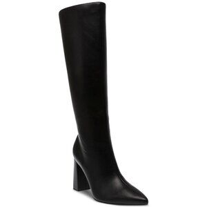 Wild Pair Womens Faux Leather Block Heel Knee-High Boots